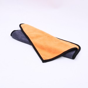 Serviette de nettoyage de voiture en microfibre Double face orange et grise, fabrication chinoise, 600 g/m²