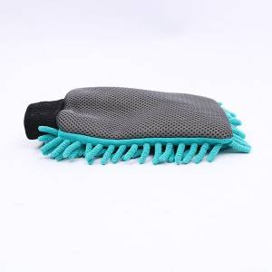 Desain anyar microfiber chenille sarung tangan resik mobil karo bledug mbusak bolong kanggo pindho sisi