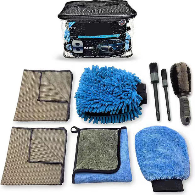 8pcs car wash kit microfiber towel high quality car wash tools විශේෂාංගී රූපය