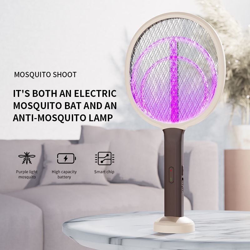 Zabójca komarów 3000 V USB, ładowany – do domu, na zewnątrz, zwalczanie szkodników z podstawą