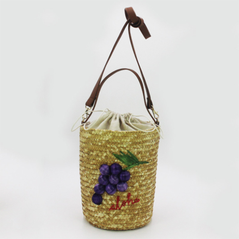 Eccochic Design Summer Fashion 3d Grapes Embroidery Bucket Bag Featured Image