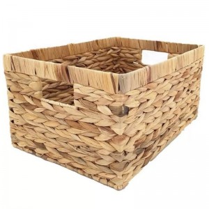 IOS Certificate China Storage Water Hyacinth Baskets with Liner and Stainless Steel Handle