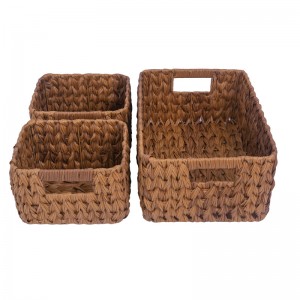 Wholesale Handmade Woven PP Wicker Plastic Rattan Basket Banyo Kusina Pantry Storage Basket