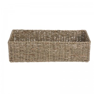 កំពូលអ្នកលក់ Eco Friendly Sea Grass Basket Woven Storage Bin Straw Storage Box កន្ត្រកផ្តៅធ្វើដោយដៃធម្មជាតិ
