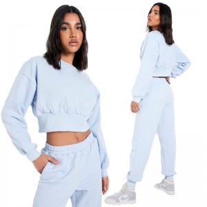 ECOGARMENTS BALLOON SLEEVE CROPPED SWEATER TRACKSUIT