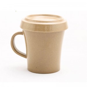 Wiederverwendbare, biologisch abbaubare Reisschalen-Wasserbecher-Kaffeetasse aus Kunststoff mit individuellem Logo und Deckel