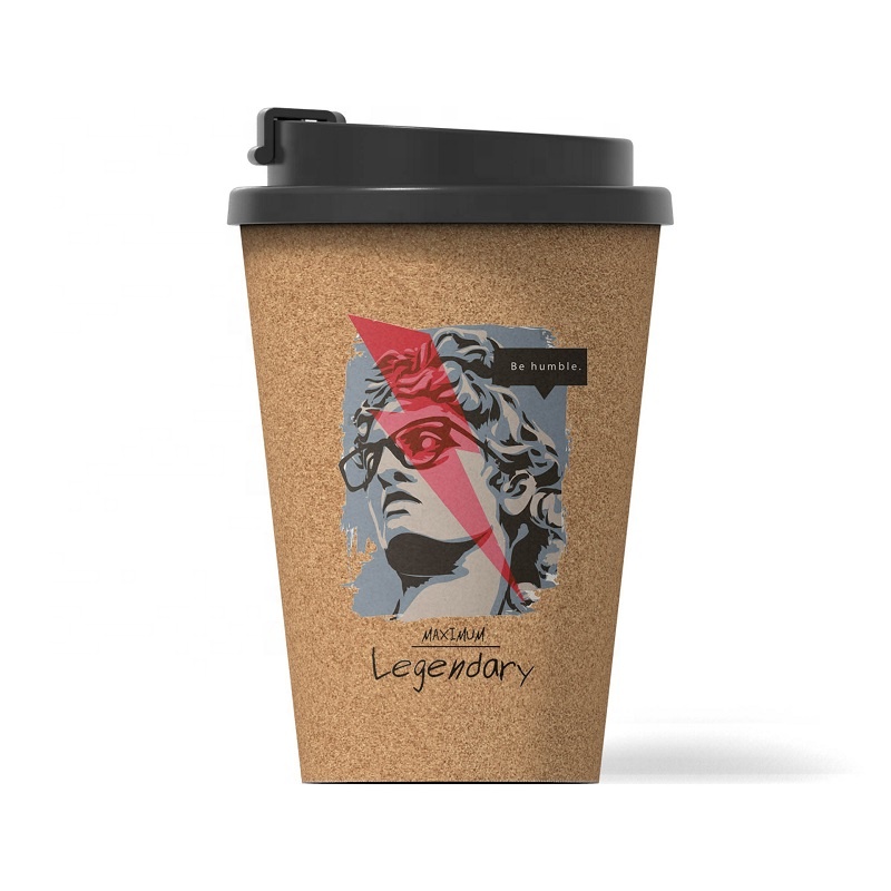 स्नॅप लीकप्रूफ डीग्रेडेबल पीएलए कॉर्क कॉफी मग सानुकूलित प्रिंटिंग पर्यावरणास अनुकूल आणि नॉन-शटरिंग मग