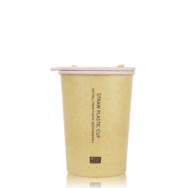 Rotatable lid leakproof environment friendly wheat straw coffee cup pinong at biodegradable mug