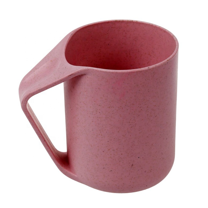 Dako nga kapasidad nga wheat straw komportable mug puro nga kolor fashion simple degradable multifunctional handle tasa