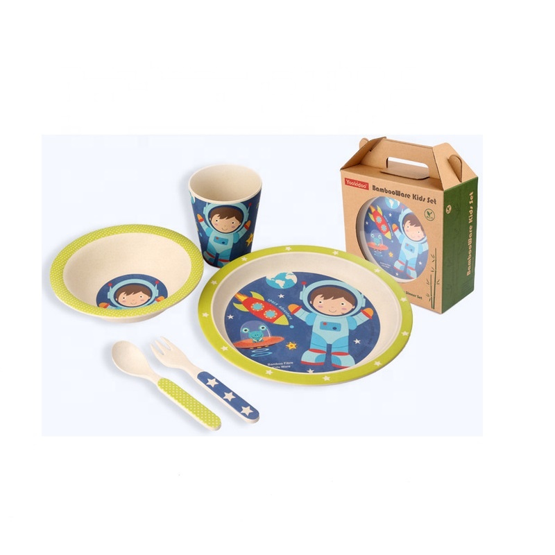 Cartoon delicate gift set of tableware is anti ironing anti falling and degradable tableware for children