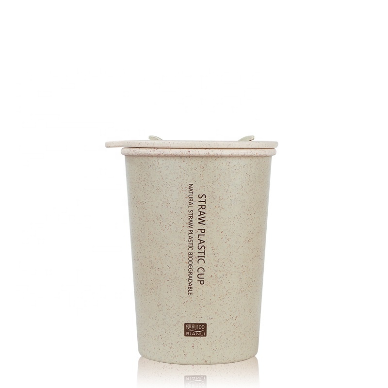 Double layer heat insulation and anti ironing safety mug environmentally friendly degradable wheat straw coffee mug