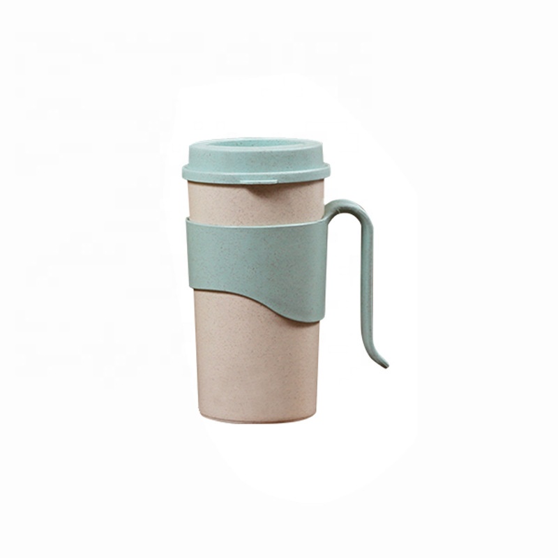 Màu tinh khiết chống ủi cốc cà phê sợi tre thời trang với bộ cốc nước niêm phong cốc đa chức năng