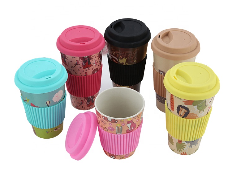 Environment-friendly eco friendly reusable biodegradable bamboo fiber cups take away coffee mugs