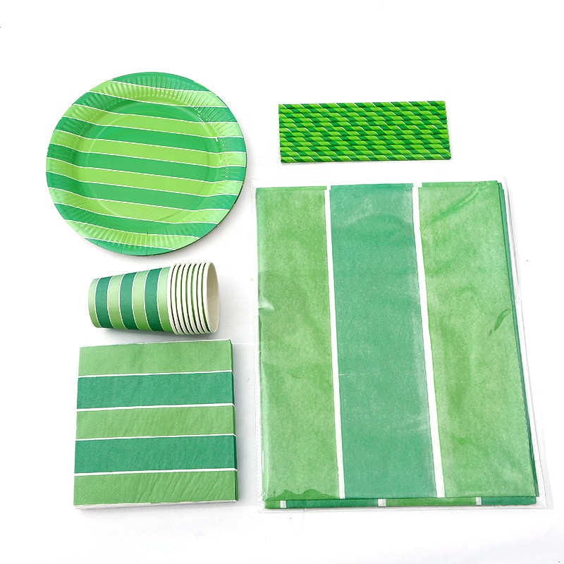 Tilpasset biologisk nedbrytbar engangs miljøvennlig vanntett papirbordduk grønt papir kopp sett for utendørs