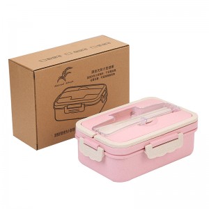 BPA-freier Bento-Lunchbox-Lebensmittelbehälter aus Weizenstroh-Kunststoff für Kinder mit 3 Fächern