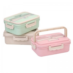 3 compartment BPA free wheat straw plastic kids school bento lunch box food container