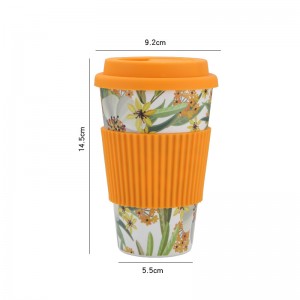 Promosyon özel yeniden kullanılabilir çevre dostu bambu elyaf plastik seyahat kahve kapaklı fincan