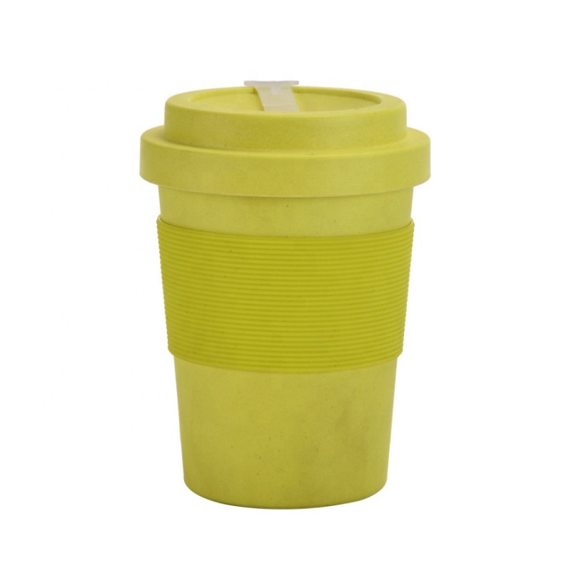 Promotional custom reusable eco friendly bamboo fiber plastic travel coffee cup with box