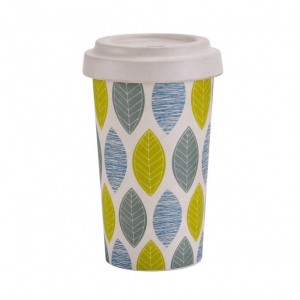 Tasse à café de voyage en plastique de fibre de bambou écologique réutilisable personnalisée promotionnelle avec logo