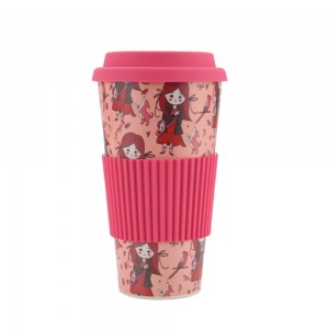 Promotional custom reusable eco friendly bamboo fiber plastic travel coffee cup with logo