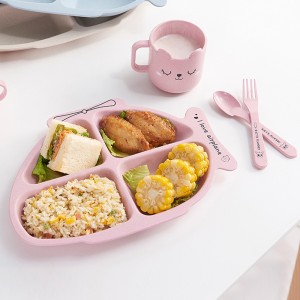 Conjunto de prato de comida para bebês de plástico com palha de trigo sem BPA ecológico dividido