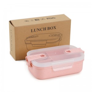 3 rum BPA fri hvedehalm plastik børne skole bento madkasse madbeholder