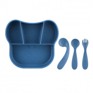 Set di piatti per alimenti per bambini in plastica con paglia di grano, suddivisi ed ecologici, senza BPA