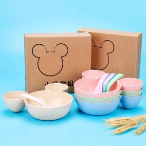 Bộ đĩa đựng thức ăn bằng nhựa lúa mì không chứa BPA thân thiện với môi trường dành cho trẻ em