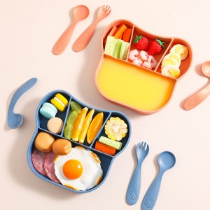مجموعة أطباق طعام أطفال بلاستيكية مقسمة صديقة للبيئة وخالية من مادة BPA