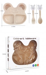 Set di piatti per alimenti per bambini in plastica con paglia di grano, suddivisi ed ecologici, senza BPA