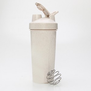 Logo kustom kosong eco gandum jerami plastik gym protein shaker botol pengocok cangkir