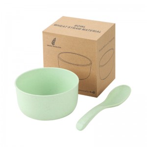Custom na logo eco friendly na wheat straw plastic japanese soup bowl set na may kutsara