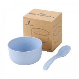 logo custom eco ramah gandum jarami palastik Jepang sup mangkuk diatur kalawan sendok