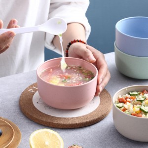 Brugerdefineret logo miljøvenlig hvedehalm plastik japansk ris skål suppe skål sæt