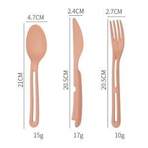 Portable 3 in 1 eco-friendly koro straw plastic kids travel camping spoon fork cutlery tableware set