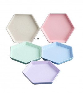 Barato nga hexagon reusable eco friendly wheat straw plastic party dinner dessert snack plate dishes