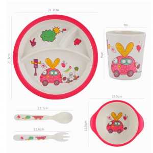 Cute cartoon BPA free bamboo fiber melamine bana bana dinnerware set dinner plate tableware set