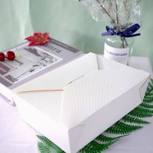 Paper container PLA lined biodegradable custom printed white take away paper food container