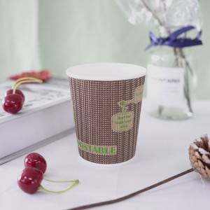 8oz 10oz 12oz biodegradable disposable PLA printed design compostable paper cup with logo and Lids