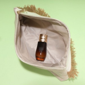 Tas kosmetik kustom ritsleting makeup pouch dengan Bamboo Fiber Jute-CBB045