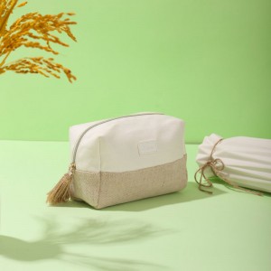 ઇકો ફ્રેન્ડલી મેકઅપ બેગ પાઉચ કોસ્મેટિક બેગ સાથે વાંસ ફાયબર જ્યુટ-CBB044