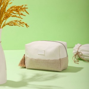 Bamboo Fiber Jute-CBB044 ilə ekoloji cəhətdən təmiz makiyaj çantası çantası kosmetik çantası