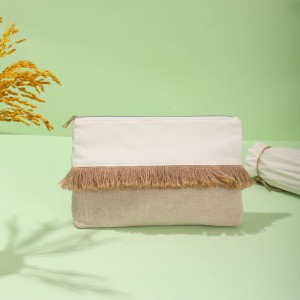 Bossa de maquillatge personalitzada amb cremallera i bossa de maquillatge amb fibra de bambú Jute-CBB045