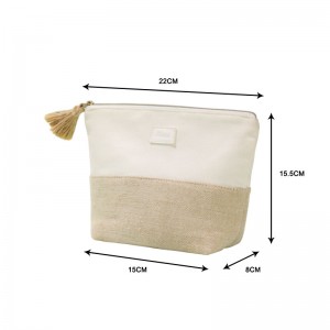 Madingas makiažo krepšys su užtrauktuku. Bambuko pluoštas ir džiuto pluoštas-CBB043