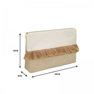 Bolsa de cosméticos personalizada con cremallera, bolsa de maquillaje con fibra de bambú yute-CBB045