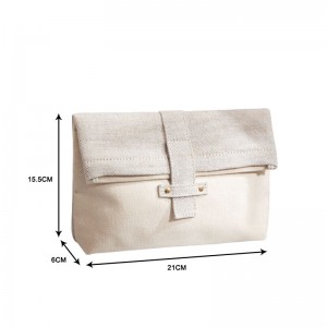 حقيبة مستحضرات تجميل مسطحة كبيرة الحجم قابلة للطي مصنوعة من القطن المعاد تدويره والجوت الطبيعي - CBC091