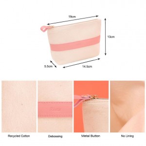 Kanvas katun dengan kantong datar Pu stripe pink-CBC115