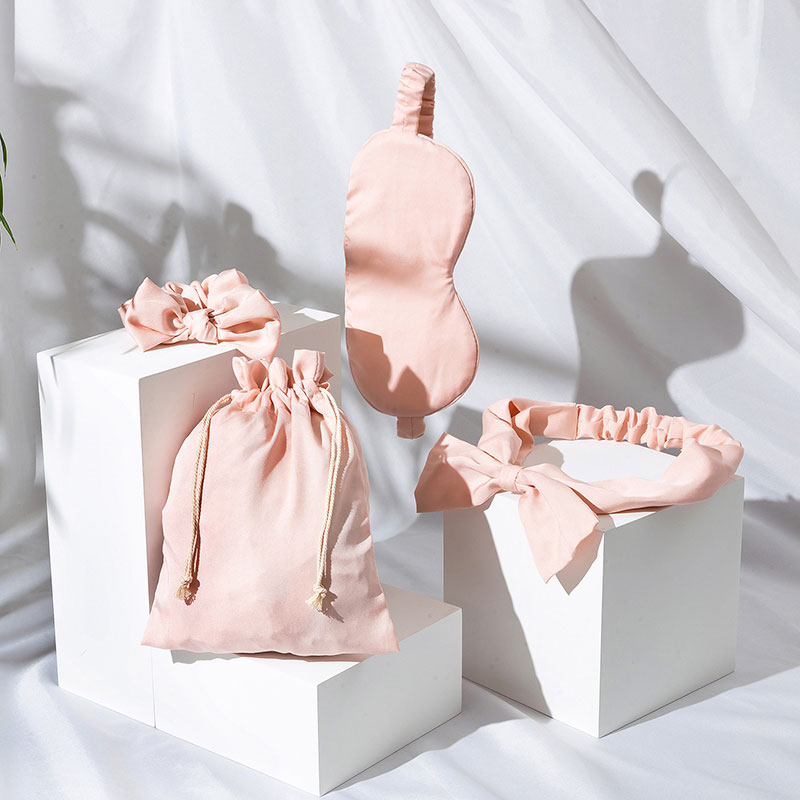 Cravatte per capelli elastiche in raso a forma di farfalla rosa in fibra di Lyocell personalizzate per le donne - BEA002