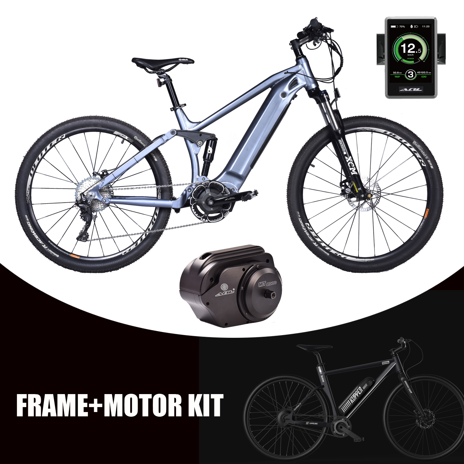 48V 350W Bafang Rear Drive MTB eBike 26*4.0” Full Suspension Fat Tire Electric Bike with absorber