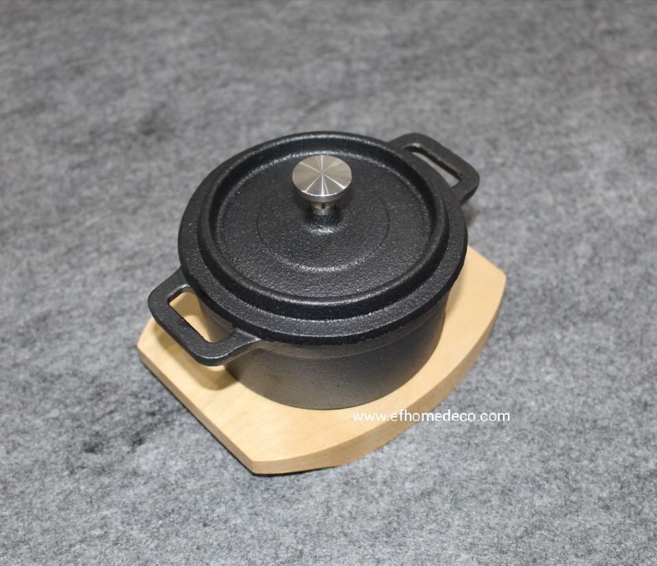 Factory Free sample Seasoning Cast Iron Enamel Cookware - Pre-seasoned cast iron mini pot with panel   – EFhomedeco